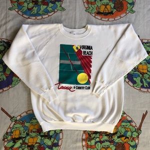 Vintage Virginia Beach Tennis & Country Club Pullover Sweater Men XL made in USA
